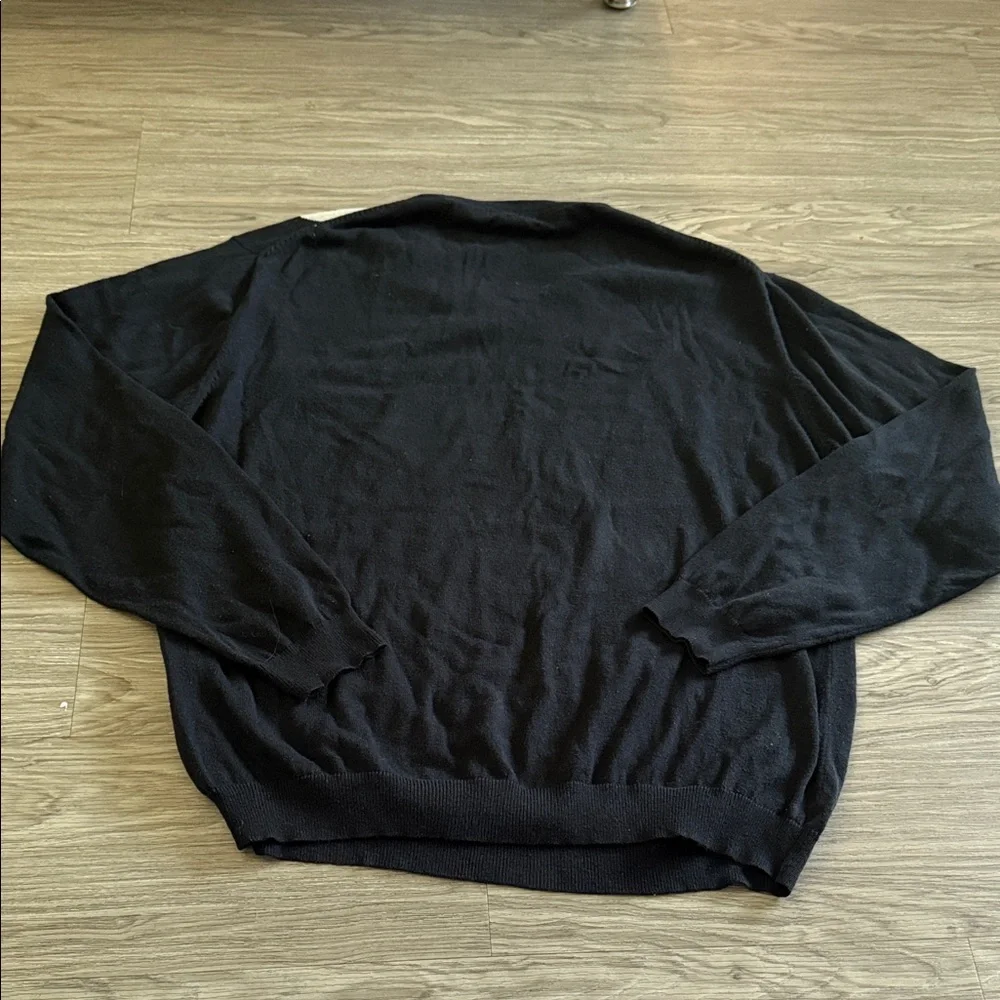 American Blue Cotton Cashmere Men's Sweater Size XL Black w/ Diamond Pattern
